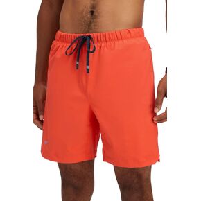 Fabletics Men's The One Short, Training, Swimming, Lightweight, Quick-Dry, Zip Pocket, Stretch Woven, 7" Inseam, S, Bright Flame