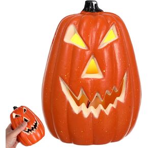 Abaodam Halloween LED Pumpkin Light الجوف خارج جاك O فانوس اليقطين تمثال فانوس اليقطين LED ضوء البلاستيك البرتقالي ضوء الديكور لحزب المنزل in Saudi Arabia