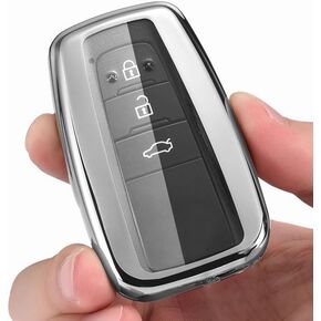 Compatible with Toyota Key Fob Cover with Keychain Soft TPU 360 Degree Protection Key Case for 2018-2024 Camry RAV4 Highlander Avalon C-HR Prius Corolla GT86 Smart Key