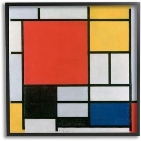 Stupell Industries Composition in Red Yellow Blue Black Piet Mondrian Classic Abstract Painting Framed Wall Art, Design By one1000paintings