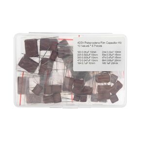10 Values * 5 Pieces 400V CBB21/CBB22 5% Metallized Polyproylene Film Capacitor Kit 0.01uF 0.022uF 0.033uF 0.047uF 0.1uF 0.22uF 0.33uF 0.47uF 0.68uF 1uF
