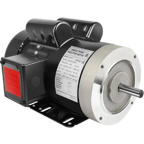 5HP Electric Motor 3450RPM General Purpose Single Phase Motor 208-230V 56C Frame 5/8" Shaft Diameter 60HZ TEFC