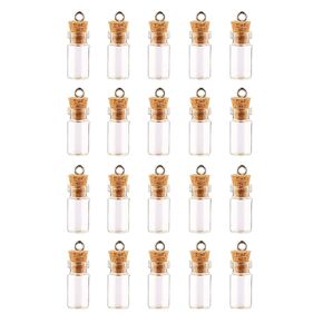20Pcs 1ML Clear Mini Glass Jars Bottles with Cork Stoppers Wishing Jar Vials Container Empty Sample Glass Bottles Jars Drifting Bottle for Message Weddings Wish Jewelry Party Favor