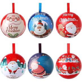 Christmas Ball Ornaments, 6pcs Christmas Candy Ball Box Jar Hanging Decorations, Creative Christmas Tree Hanging Ball Pendant, Christmas Decorations That Can be Given as a Present