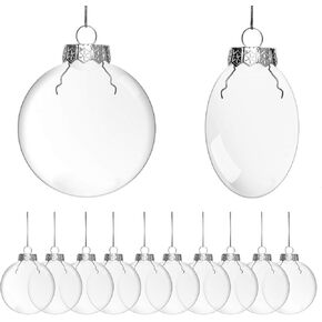 Rocinha 3" Clear Plastic Ornaments Disc Ornaments with Silver Hanging Cords - Great for Crafting DIY Ornaments - Pack of 12