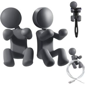 6Pcs Creative Silicone doll Multifunction Hook,Self-adhesion Wall Hooks for Kitchen Bathroom,for Clip & Hanging Razor,Key and etc,Home Office Dorm Room Essentials（Gray）Fun Gifts for best friend