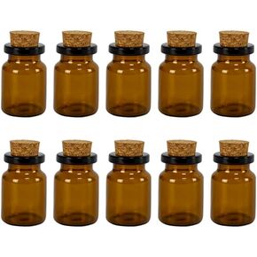 12PCS 5ml Brown Empty Mini Glass Bottles with Cork Stopper Dark Brown Small Corks Bottles