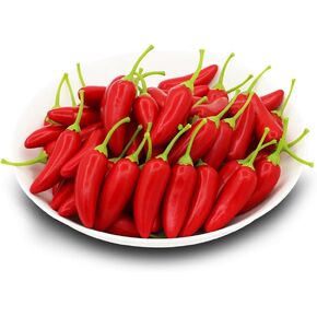 60 PCS Simulated Fake Chili Mini Foam Plastic Artificial Vegetables Chili Model Lifelike Home Decorations Chili for Photography Props Ornaments Party Holiday