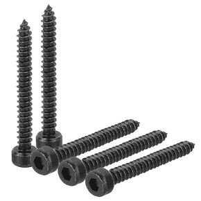 uxcell M6 Hex Socket Head Cap Self-Tapping Screw, 50Pcs M6x20mm 304 Stainless Steel, Hexagon Socket Head Tapping Screws, Hex Drive, Self Tapping Point - Black