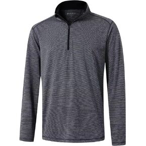 M MAELREG Quarter Zip Pullover Men Performance Dry Fit Stripe Mock Neck Midlayer Golf 1/4 Zip Pullover Mens Sweatshirt