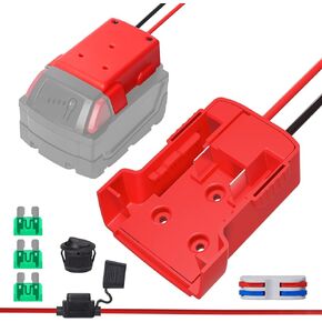 Power Wheels Adapter for Milwaukee M18 Battery Adapter, 18V Power Wheels Battery Converter Kit with Fuses Holder and Switch, Wire Terminals, 12AWG Wire for RC Car DIY Adapter Set (3 Packs)
