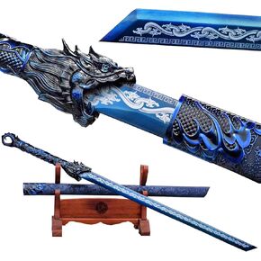 Handmade Straight Carbon Steel Blade with Cool Pattern Chinese Tang Dao Dragon Sword