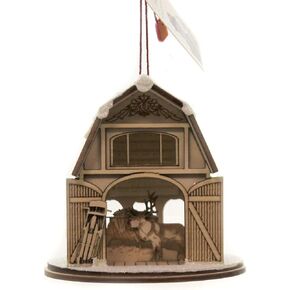 Ginger Cottages Santa’S Reindeer Barn Ornaments for Christmas Tree