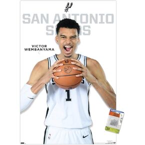 Trends International NBA San Antonio Spurs - Victor Wembanyama Feature Series 23 Wall Poster, 22.37" x 34.00", Poster & Push Pin Bundle