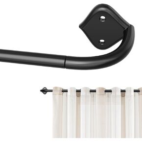 Black Curtain Rods for Windows 28 to 57 Inch, 5/8 Inch Telescoping Adjustable Stainless Steel Curtain Rod Set, Wrap Around Design, Heavy Duty Blackout Curtain Rod for Indoor or Outdoor