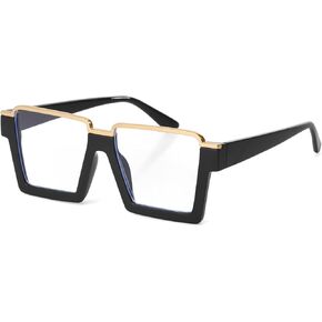 Oversized Blue Light Blocking Glasses for Women Men Fashion Clear Frame Square Computer Eyeglasses