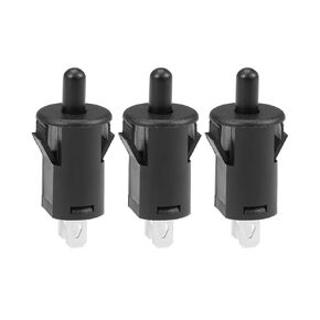 Door Light Switch PB35 Normally Open Momentary Switch, [for Refrigerator or Freezer Applications Lighting] - AC 250V 3A 10mm / Black / 3 Pcs