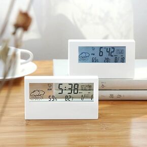 Restokki Digital Travel Alarm Clock, Smart Night Light Digital Alarm Clock with Indoor Temperature Battery Operated Digital Alarm Clock for Home Travel (White)