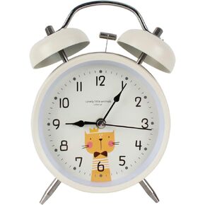 Mily Alarm Clock for Kids Vintage Twin Bell Alarm Clocks Cute Cartoon Panda Silent Children Bedroom Desk Clock (Black)