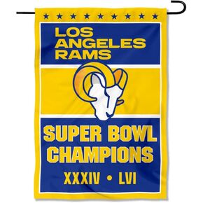 WinCraft Los Angeles Rams 2 Time Champions Super Bowl LVI Double Sided Garden Banner Flag