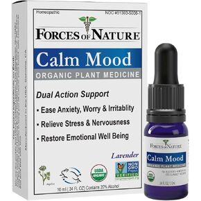 Forces of Nature Calm Mood, Organic Homeopathic Medicine, 0.34 Fl Oz, Calm Formula, Multi-Action Support from Mood Swings, Irritability, Stress & Worry