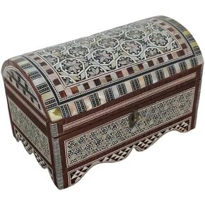 Wooden Jewelry Box Inlaid mother of Pearl Egyptian Handmade 8" x 5" x 5." inch…M04