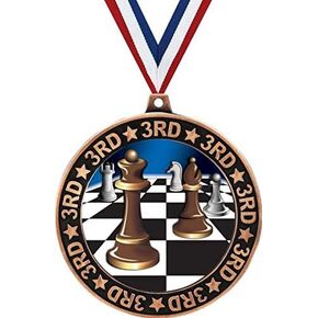 Chess 3rd Place Perimeter Medal Bronze, 2.75" Chess Tournament Prizes, Kids Chess Trophy Medal Awards Prime