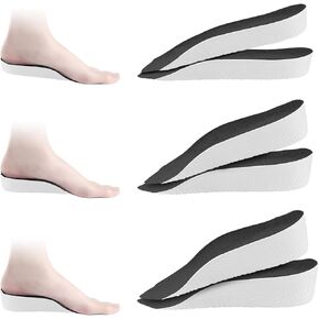 3 Pairs Height Increase Insoles, Heel Lifts for Shoes, Heel Lift Inserts for Men and Women, Heel Lifts for Achilles Tendonitis and Leg Length Discrepancy (Woman, 0.6"/1"/1.4" Height)