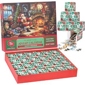 Jigsaw Puzzle Advent Calendar 2024,24 Days of Christmas Countdown Calendar with 1008 Pieces, Holidays Gifts for Adults