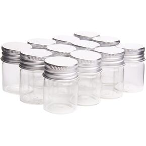 12 Pcs 15ml Empty Clear Glass Bottles Mini Spice Jars Tiny Vials Small Makeup Sample Containers with Screw Aluminum Caps Lids