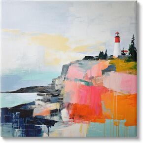 Stupell Industries Modern Hued Lighthouse Canvas Wall Art by Irena Orlov