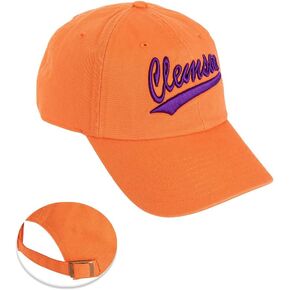 Desert Cactus Clemson University Baseball Hat Tigers Brimmed Embroirderd Hats Cap Adjustable Cloth Strap Adult (Style E1) Orange