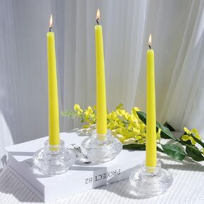 VOHO Mystery Purple Candlestick Holders 6 A Pack, Wavy Ribbed Candle Sticks Holder Decor for Halloween/Thanksgiving Decorations, Dual-Sided Glass Candle Holder for Candlesticks/Tea Lights Candles