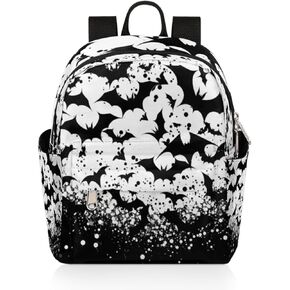 Mini Backpack Purse for Women Girls, Halloween Bat Small Backpack Black Bat Lightweight Casual Travel Bag Daypack for Teens Kids School Adult