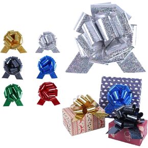 Pull Bow Gift Wrapping Bows, Laser Bows, 6 Inch for Christmas, Wedding, Birthday, Baby Shower, Housewarming, Anniversary, Mother's Day, Father's Day 12 Pieces