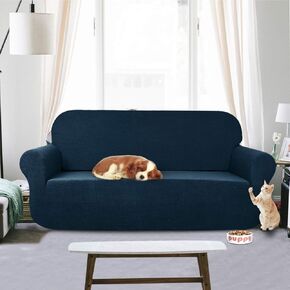 Stretch Sofa Cover Water-Repellent Couch Covers Dog Cat Pet Proof Couch Slipcovers Protectors (Sofa, Navy Blue)