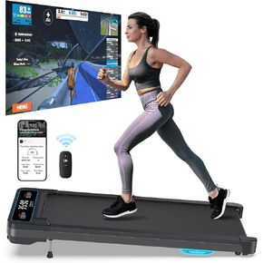 Walking Pad Treadmill 300LBS Capacity - Under Desk Treadmill with 5% Incline: Smart Voice Controlled Compatible with WELLFIT KINOMAP Apple Health - Only 40LBS Portable Treadmill for Home Office Small