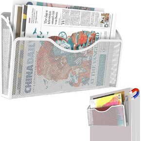 2 Pockets Magnetic File Holder for File Cabinets, Folder Holder Organizer- No Drilling Paper Document Holder, Large Capacity Office Hanging Magazine Rack for Refrigerator, Whiteboard, Office, Kitchen