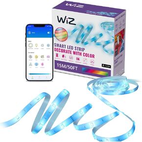 WiZ RGB LED Light Strip – 50 ft Cut to Fit, 16 Million Colors + Shades of White, Preset Light Modes, Connects to Your Wi-Fi, Voice/App Control, Works with Google Home, Alexa and HomeKit