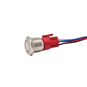 19mm 1pc Metal Anti-Vandal Latching Push Button Switch 1NO+1NC IP65 with Ring LED Green Light and with Pre-Wired Socket