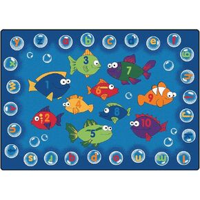 Carpets for Kids 6815 Fishing for Literacy Classroom Seating Kids Room Rug 6ft x 9ft Rectangle Blue