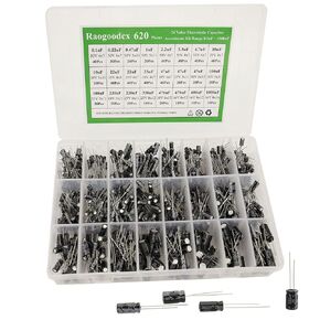 620Pcs Aluminum Electrolytic Capacitor Assortment Kit 24 Kinds Different Range 0.1uF－1000uF 10V/16V/25V/50V Radial Leads Electrolytic Capacitors for Repair TV, Radio, Microwave etc