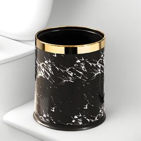 Metal Trash Can, 2.6 Gallon Double-Walled Waste Basket Hides The Bag, Open Top Round Garbage Can Small Trash Bin for Bathroom, Kitchen, Bedroom, Office, Toilet, etc.