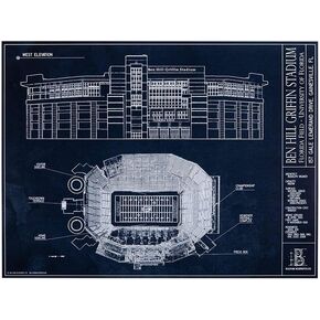 Ballpark Blueprints Ben Hill Griffin Stadium - University of Florida (Unframed, 18" x 24")