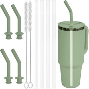 Greant 4 PCS Closeable Press-in Straw for Hydroflask All Around Travel Tumbler 40 oz, Straw for Hydro Flask Travel Tumbler with Handle 32 oz, Agave