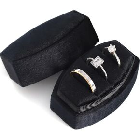 WantGor Velvet Ring Box, 3 Slots Jewelry Ring Gift Boxs Three Rings Holder Box Vintage Ring Display Case Jewelry Organizer for Wedding Ceremony Proposal Engagement (Olive Green) in Kuwait