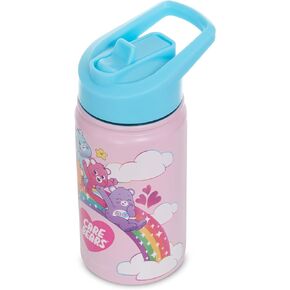 Care Bears 14 oz Water Bottle with Spout - Tenderheart, Good Luck, Bedtime, Funshine, and Grumpy Bear - Travel Water Bottle With Built in Straw - Official Carebears Merchandise