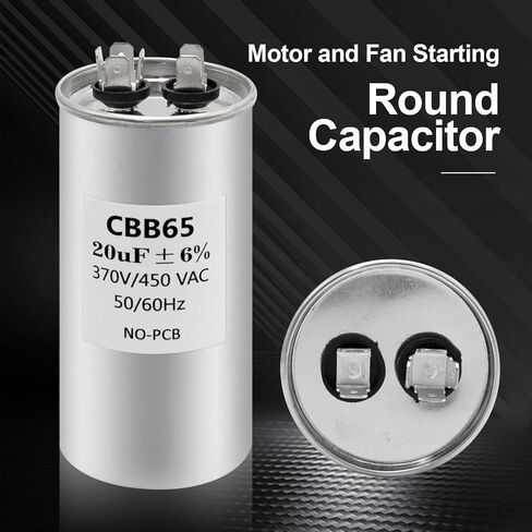 20 uF ± 5% CBB65 370V/450V AC -40 ℃ to+70 ℃/-104 ℉ to+158 ℉ 50/60 Hz Dual Run Circular Start Capacitor in Saudi Arabia