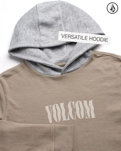 تي شيرت بغطاء للرأس للأولاد من Volcom - قمصان بأكمام طويلة مخططة ومصبوغة بالحجر - قمصان كاجوال مريحة للأولاد (8-16) in Saudi Arabia