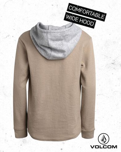 تي شيرت بغطاء للرأس للأولاد من Volcom - قمصان بأكمام طويلة مخططة ومصبوغة بالحجر - قمصان كاجوال مريحة للأولاد (8-16) in Saudi Arabia